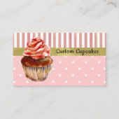 Carte De Visite Boulangerie fine rose et points Cupcake Biz Card (Devant)