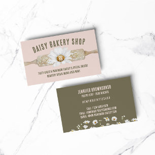 Carte De Visite Boulangerie Fleur de Marguerite de Style Rustique