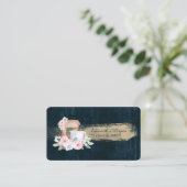 Carte De Visite Boulangerie, Fleurs de mélange, Bleu à brosse (Debout devant)