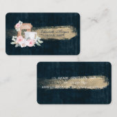 Carte De Visite Boulangerie, Fleurs de mélange, Bleu à brosse (Devant / Derrière)