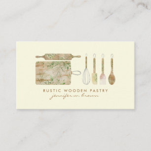 Carte De Visite Boulangerie Floral Rustique joli chef crème vanill