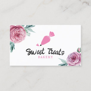 Carte De Visite Boulangerie Florale moderne Cupcake Pâtisserie Gât