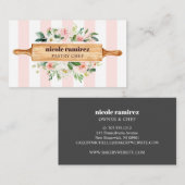 Carte De Visite Boulangerie Florale Rolling Pâtisserie rayée (Devant / Derrière)