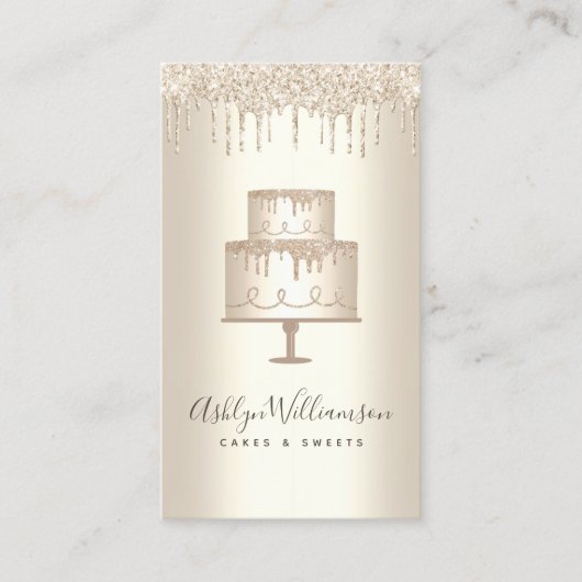 Carte De Visite Boulangerie Gâteau Parties scintillant or Drives P (Devant)