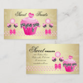 Carte De Visite Boulangerie Gâteau Pop Cupcake Pink Gold Zebra  (Devant / Derrière)