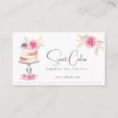 Carte De Visite Boulangerie Gâteau rose Elegant Aquarelle (Devant)