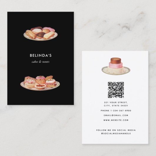 Carte De Visite Boulangerie Gâteaux Sucres Boulangerie QR Code Méd (Devant / Derrière)