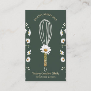 Carte De Visite Boulangerie Green Daisy Rustique Fouet Floral