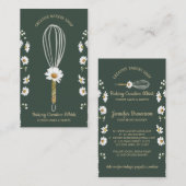Carte De Visite Boulangerie Green Daisy Whisk Rustique Floral (Devant / Derrière)