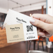 Carte De Visite Boulangerie Icônes Beiges Code Qr Médias sociaux