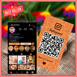 Carte de visite Boulangerie Instagram Chef Orange