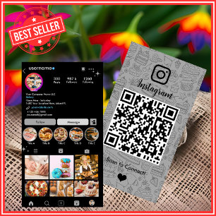 Carte De Visite Boulangerie Instagram Chef pâtisserie Grey Traiteu