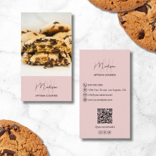 Carte De Visite Boulangerie Logo Monogramme QR Rose