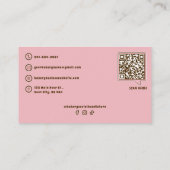 Carte De Visite Boulangerie Logo & QR Code Cute Pastel Rose Person (Dos)