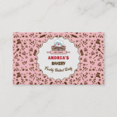 Carte De Visite Boulangerie Logo & QR Code Cute Pastel Rose Person (Devant)