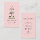 Carte De Visite Boulangerie Macaron Cute Cupcake Rose (Devant / Derrière)