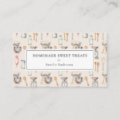 Carte De Visite Boulangerie Maison Gâteau Pink Pastel Ustensiles d (Devant)