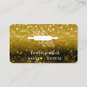 Carte De Visite Boulangerie maison Rouleau Blanc Or Vintage