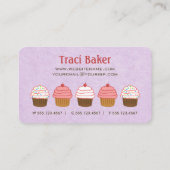 Carte De Visite Boulangerie mignonne de cupcake violet de lavande (Dos)