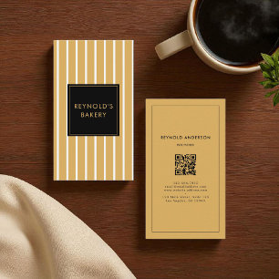 Carte De Visite Boulangerie minimaliste Brown et blanche QR Code