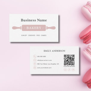 Carte De Visite Boulangerie minimaliste QR Médias sociaux
