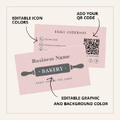 Carte De Visite Boulangerie minimaliste rose