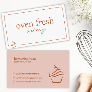 Carte De Visite Boulangerie moderne Apricot White Cupcake