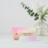 Carte De Visite Boulangerie moderne Cupcake Brosse Holographique (Debout devant)
