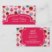 Carte De Visite Boulangerie moderne de cupcakes roses (Devant / Derrière)