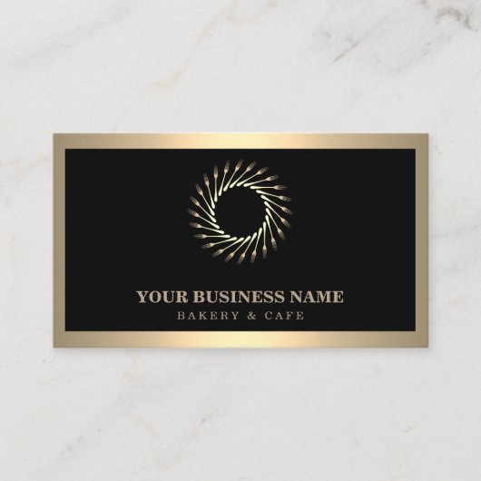 Carte De Visite Boulangerie moderne en or Whisk Fork (Devant)