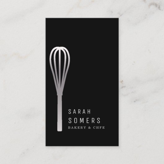Carte De Visite Boulangerie moderne Parties scintillant d'or Whisk (Devant)