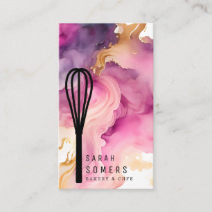 Carte De Visite Boulangerie moderne Parties scintillant d'or Whisk