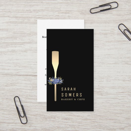 Carte De Visite Boulangerie moderne Parties scintillant d'or Whisk (Devant/Arrière en situation)