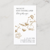 Carte De Visite Boulangerie Or de luxe Whisk Floral (Dos)