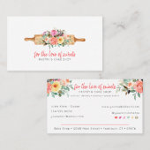 Carte De Visite Boulangerie ou pâtisserie - Rolling Pin & Florals (Devant / Derrière)
