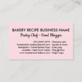 Carte De Visite Boulangerie outils main pâtisserie biscuits décora (Dos)