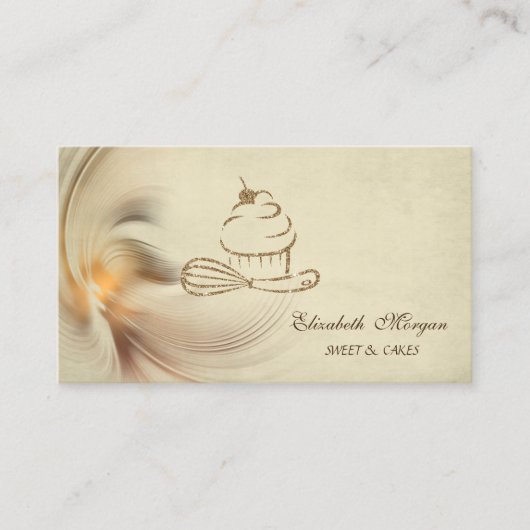 Carte De Visite Boulangerie Parties scintillant Or moderne Cupcake (Devant)