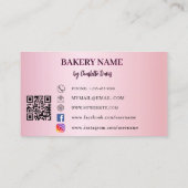 Carte De Visite Boulangerie pâte à gâteau rose QR code logo (Dos)