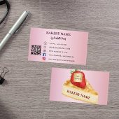 Carte De Visite Boulangerie pâte à gâteau rose QR code logo