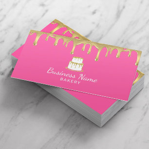 Carte De Visite Boulangerie Pâtisserie Chef Gold Cake Logo Rose do
