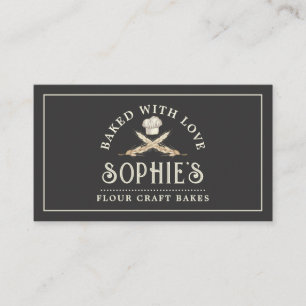 Carte De Visite Boulangerie Pâtisserie Chef Logo Noir