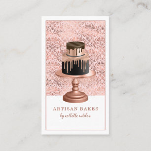 Carte De Visite Boulangerie Pâtisserie Chef Rose Gold Drives Cake 
