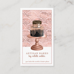 Carte De Visite Boulangerie Pâtisserie Chef Rose Gold Drives Cake 