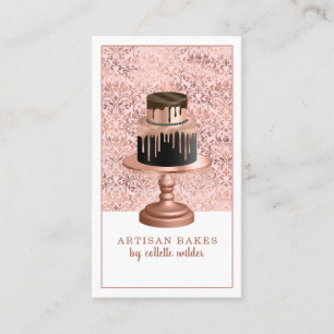 Carte De Visite Boulangerie Pâtisserie Chef Rose Gold Drives Cake 