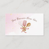 Carte De Visite Boulangerie Pâtisserie Chef Ustensile Cute Rose Lo (Devant)