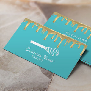 Carte De Visite Boulangerie Pâtisserie Chef Whisk Logo Turquoise m