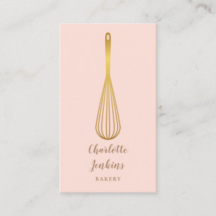 Carte De Visite Boulangerie Pâtisserie Cuillère d'Or Rose Pâle