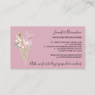 Carte De Visite Boulangerie Pâtisserie Fleurs Boho Chef créatif ro