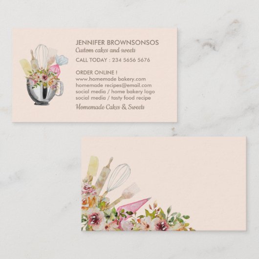 Carte De Visite Boulangerie pâtisserie outils main fabricant de gâ (Devant / Derrière)