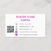 Carte De Visite Boulangerie pâtisserie rose cupcakes code QR logo (Dos)